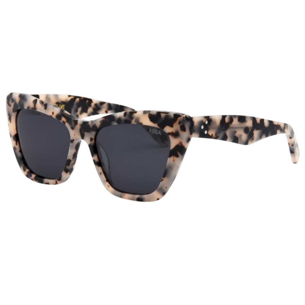 Tortoiseshell Square Cat-Eye Sunglasses - Dark Lenses